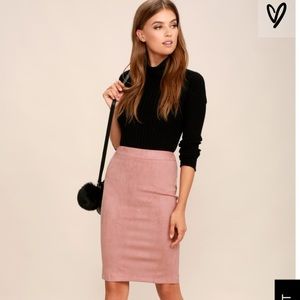 Lulus Superpower Blush faux suede pencil skirt